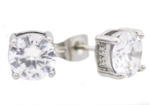 8mm Stainless Steel Earrings With Cubic Zirconia