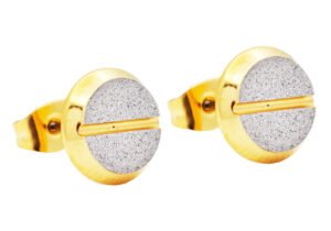 10mm Gold Stainless Steel Sandblasted Flat Head Screw Earrings
