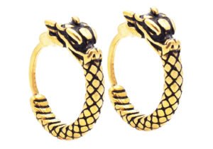 Gold Stainless Dragon Hoop Earrings