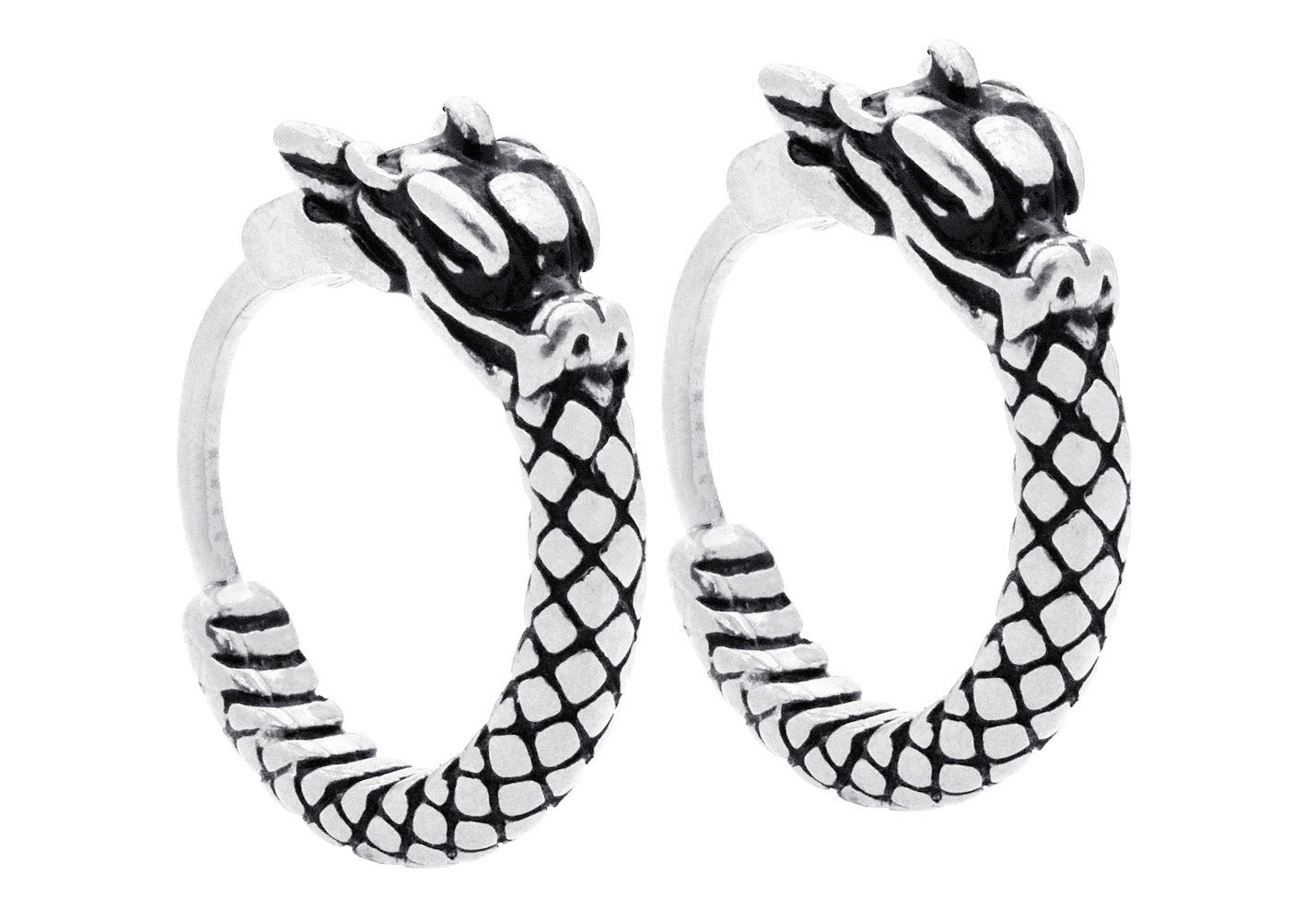 Stainless Steel Dragon Hoop Earrings