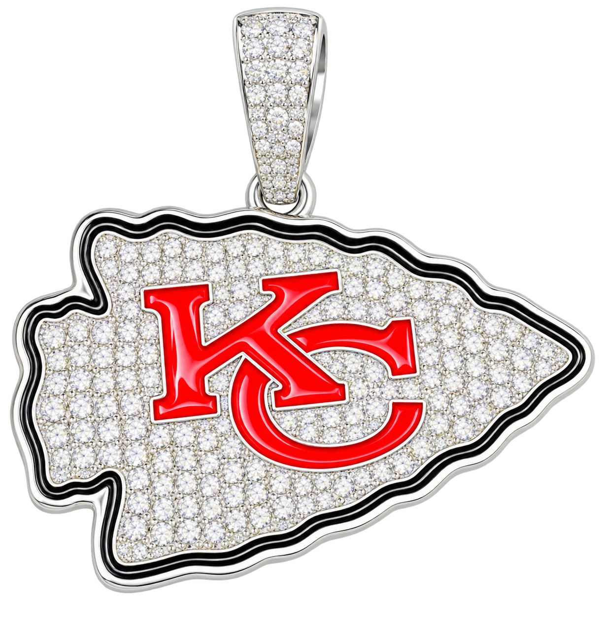 Silver moissanite chiefs iced out pendent