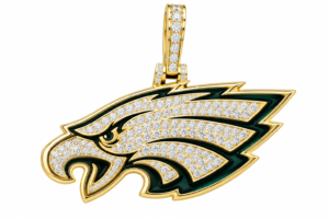 Silver moissanite gold plated Eagle pendant
