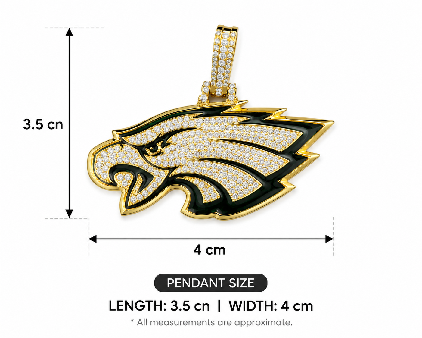 Silver moissanite gold plated Eagle pendant - Image 2
