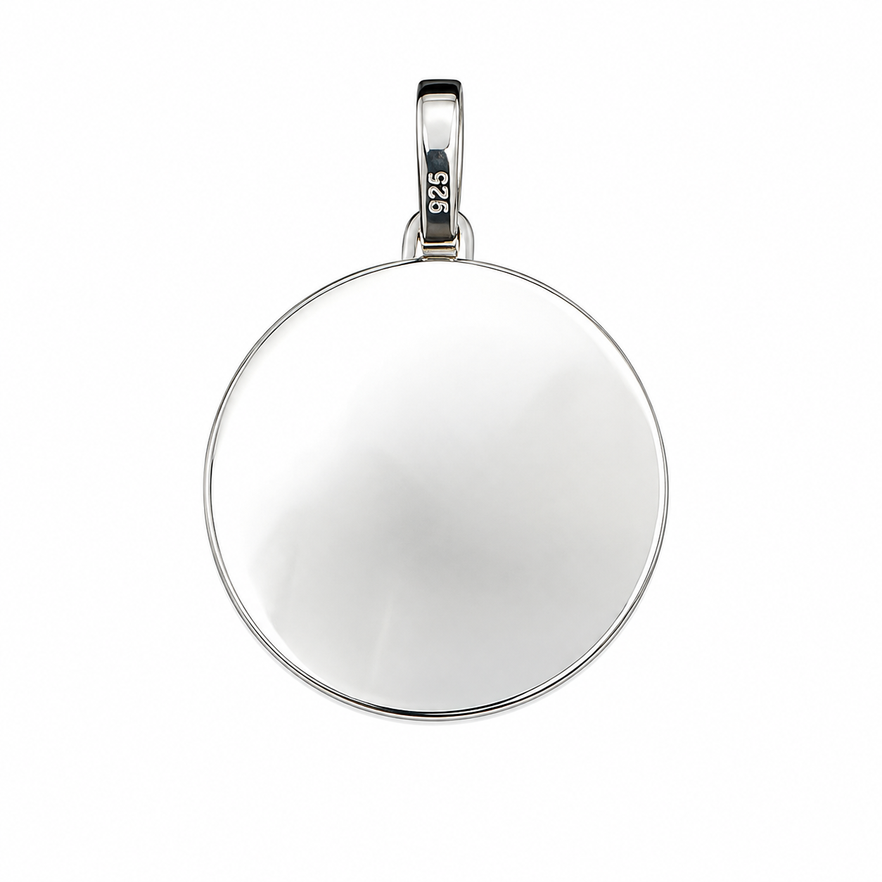 Silver moissanite enamel steel round pendant - Image 2