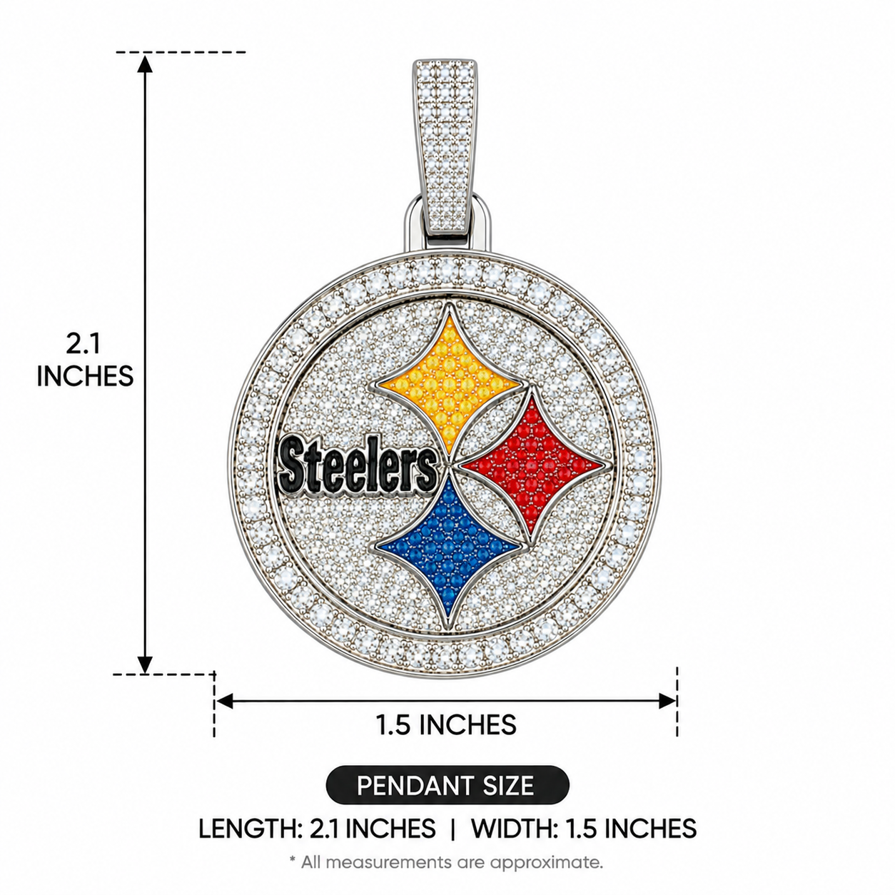 Silver moissanite enamel steel round pendant - Image 3