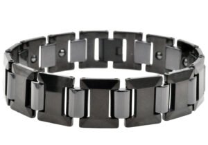 Mens Black I-Link Tungsten Bracelet