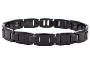Mens 10mm Black Plated Tungsten Link Bracelet