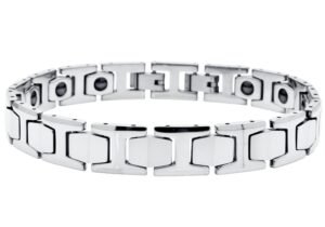 Mens Polished Tungsten Link Bracelet