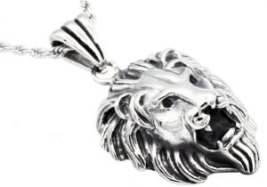 Mens Stainless Steel Lion's Head Pendant