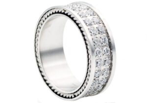 Mens Stainless Steel Band With Cubic Zirconia