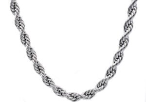 Mens Stainless Steel Rope Chain Necklace