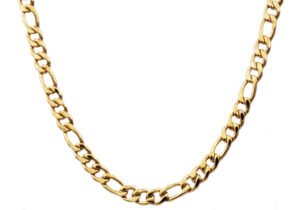 Mens Gold Stainless Steel Figaro Link Chain Necklace
