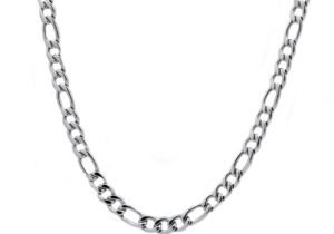 Mens Stainless Steel Figaro Link Chain Necklace