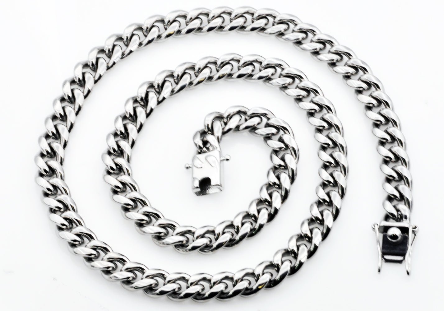 Mens 10mm Stainless Steel Cuban Link Chain Necklace With Box Clasp - Image 3