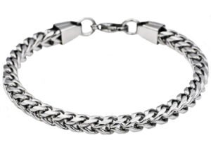 Mens Stainless Steel Rounded Franco Link Chain Bracelet