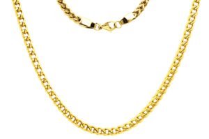 Mens 5mm Gold Stainless Steel Rounded Franco Link Chain Necklace