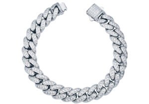 Men's 12mm Stainless Steel Iced Out Miami Cuban Link Chain Bracelet
