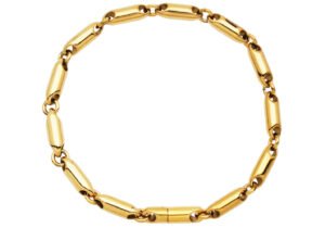 Mens 5mm Gold Plated Stainless Steel Bullet Chain Bracelet